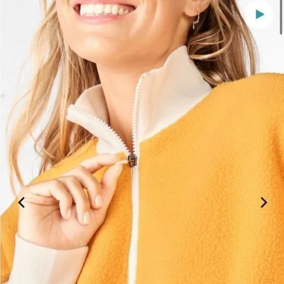Fabletics Mallory Fleece Pullover Women’s Size Small Yellow/Tan - Picture 3 of 13